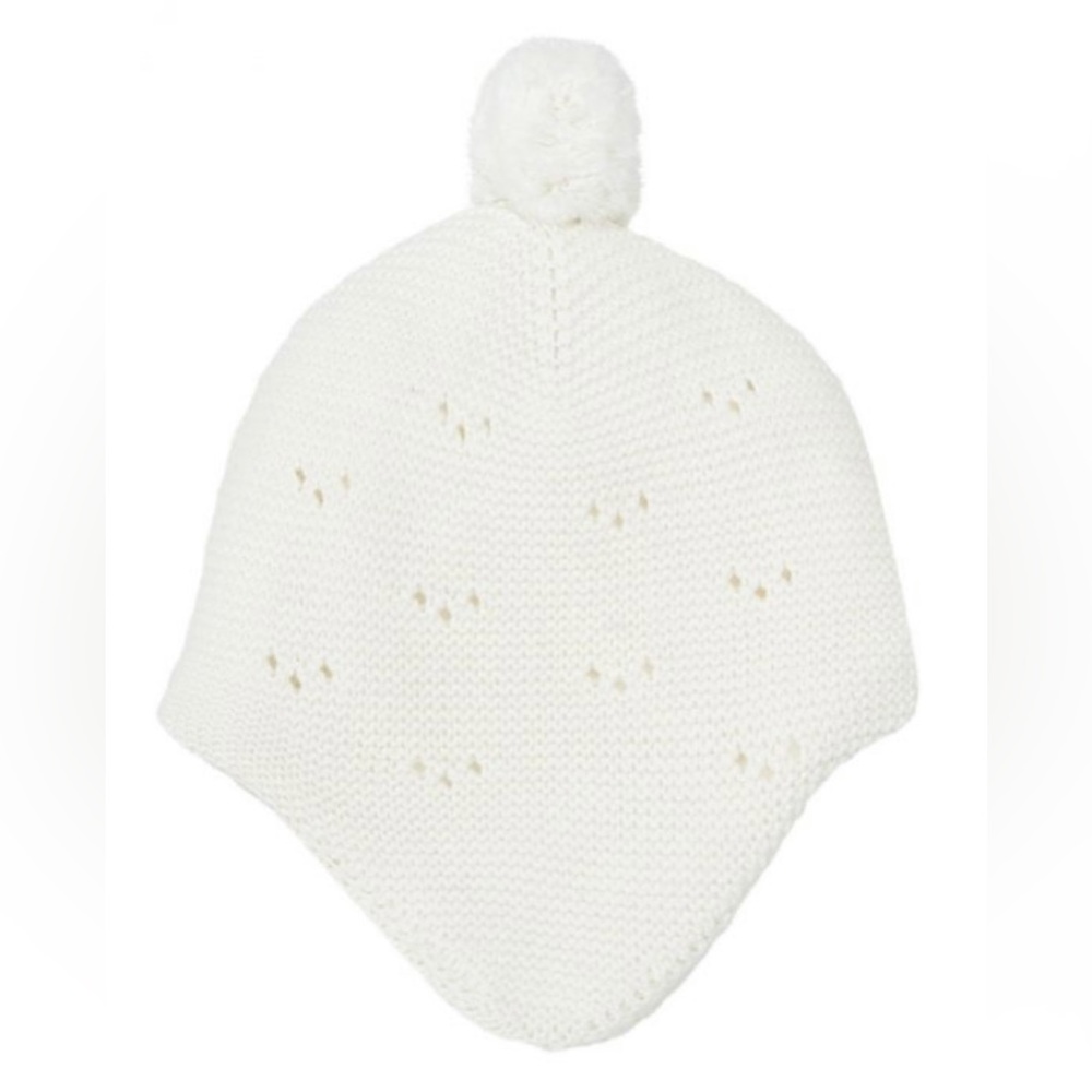 Tartine et Chocolate. Cotton, Wool and Cashmere Fleece-lined Baby Beanie. Ecru.